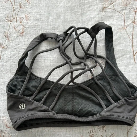 lululemon athletica Black Strappy Sports Bra Medium Impact - Picture 1 of 1